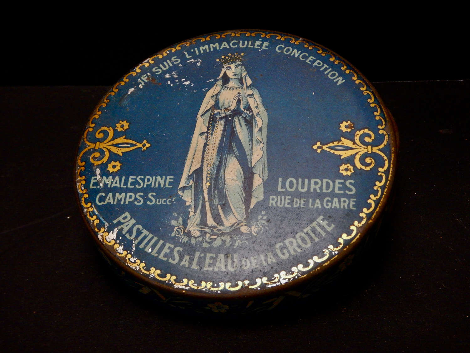 Antique Lourdes Pastilles a L'Eau de la Grotte - Collectable Tin