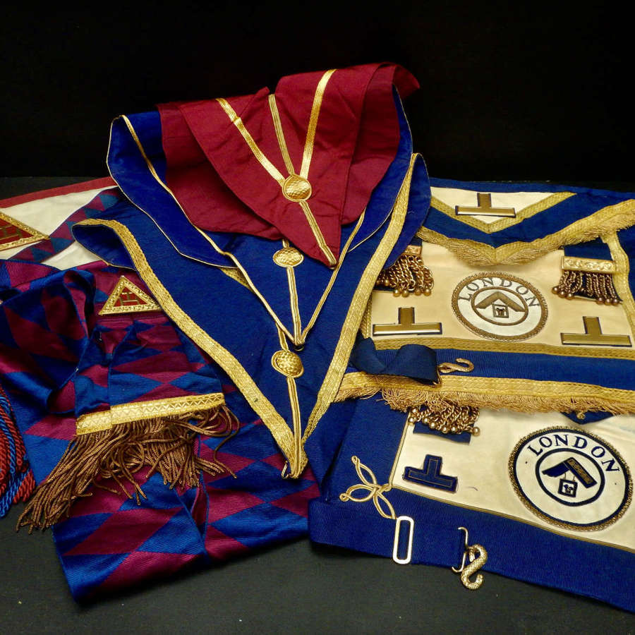 Vintage London Masonic Regalia - Aprons and Collars