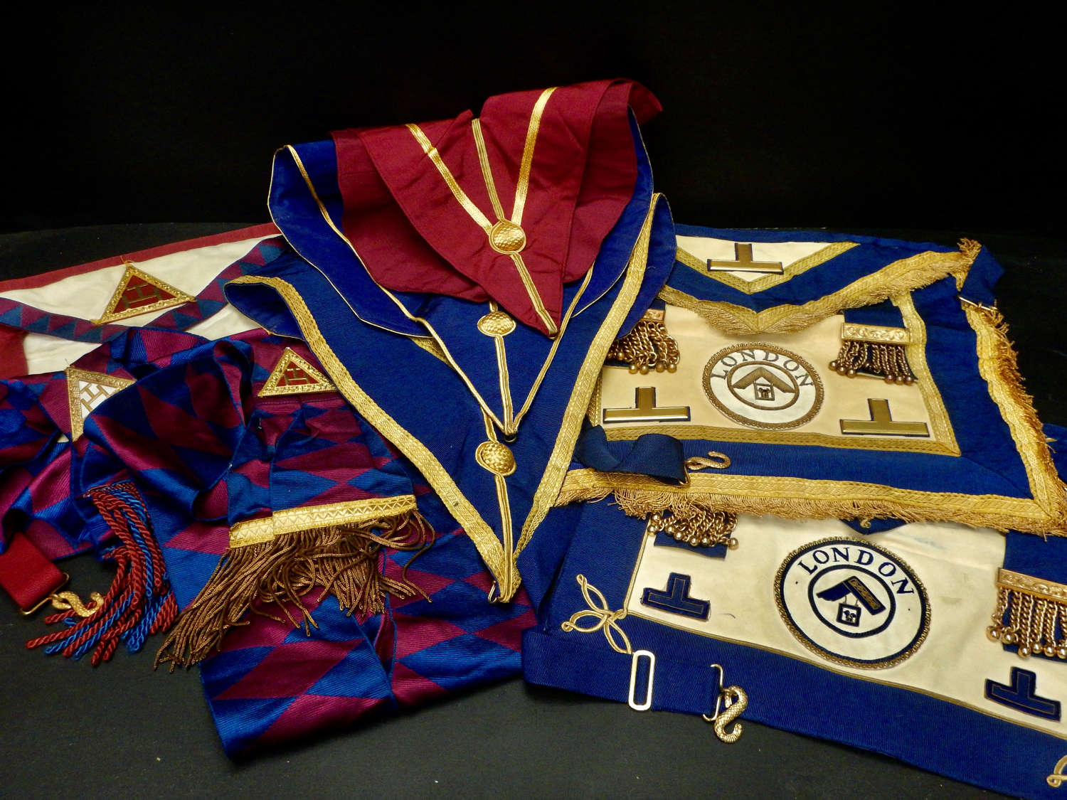 Vintage London Masonic Regalia - Aprons and Collars