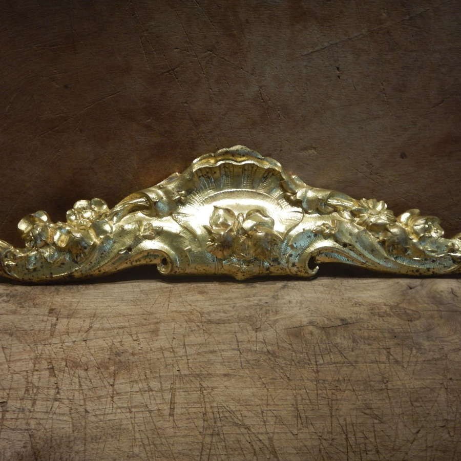 Antique French Gold Leaf Bronze Furniture Pediment / Decorative Plaque