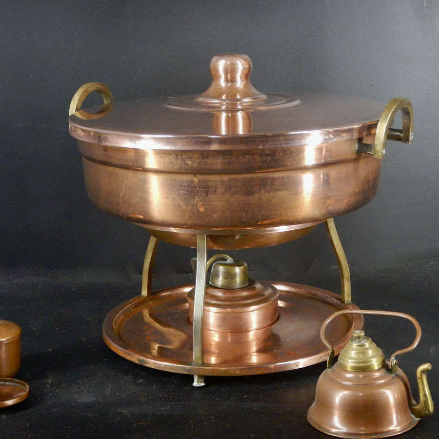 Vintage French Copper Bain Marie - Table Food Warming Dish