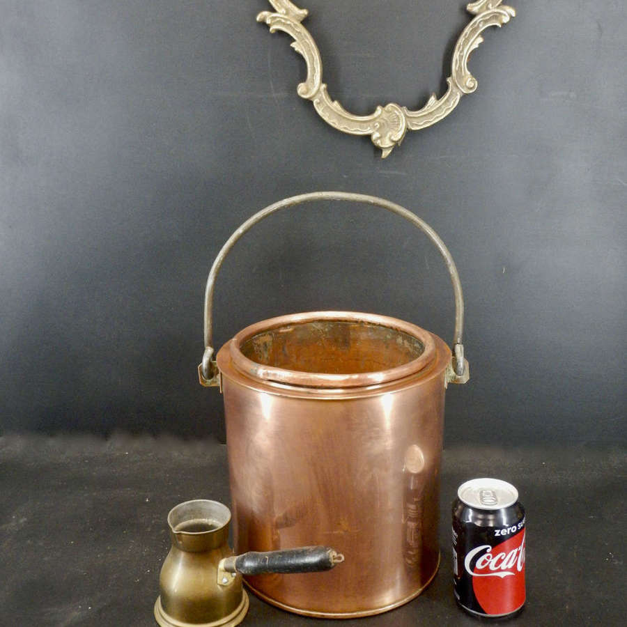 Vintage or Antique French deep copper bain marie pan - Chocolatier pan