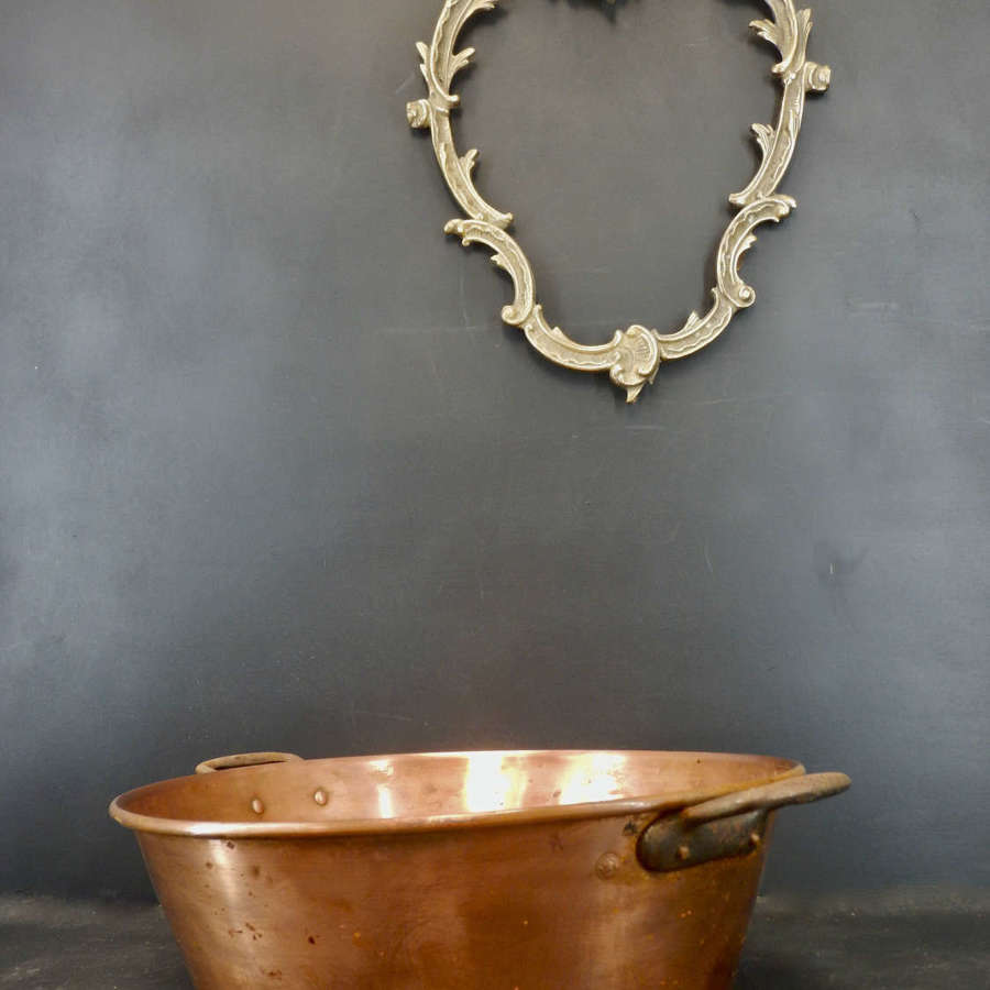 Vintage French copper jam pans - pair of large copper pans - bassine