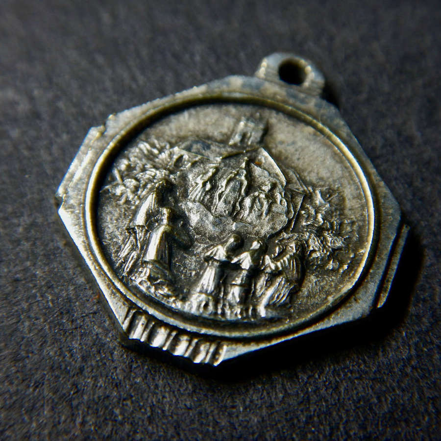 Antique Irish Knock Medal - Pilgrim Medallion - Silver Knock medal