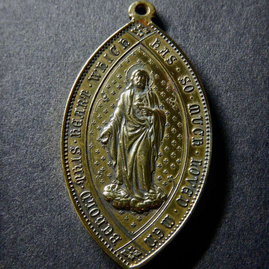 Antique Irish Bronze - Sacred Heart Association Medal or Medallion