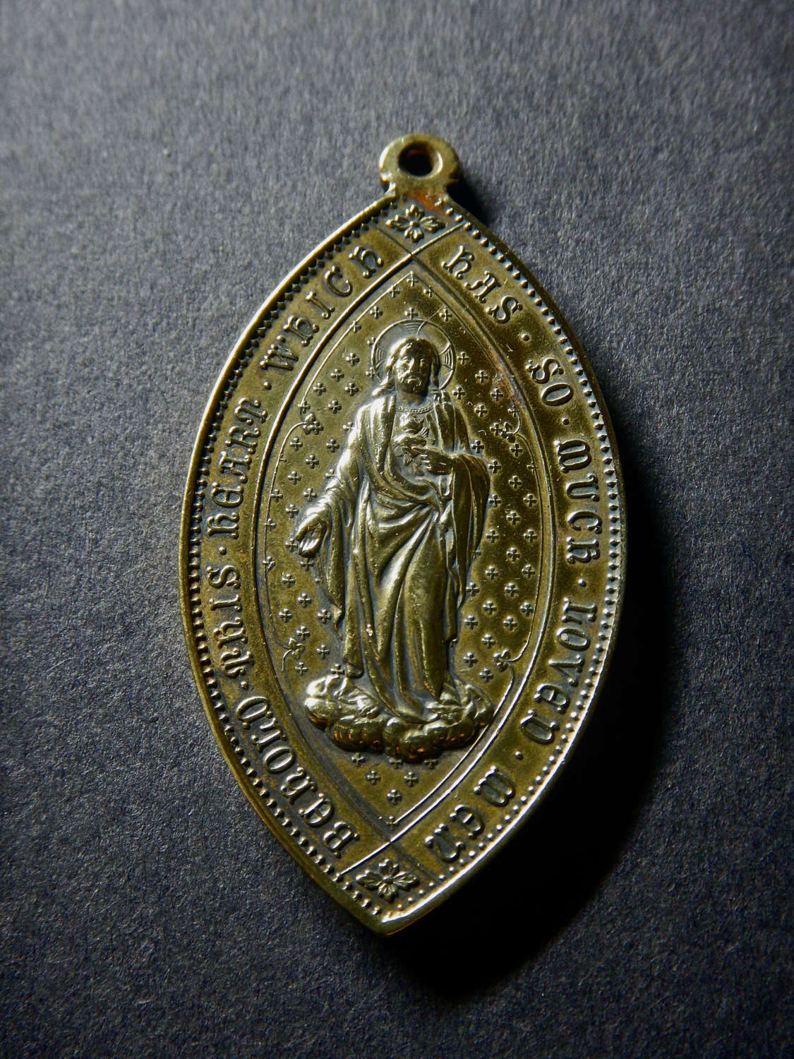 Antique Irish Bronze - Sacred Heart Association Medal or Medallion