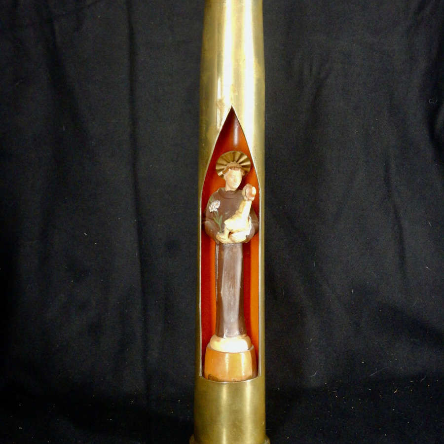 Mid Century Trench Art - Brutalist Style - Shell Casing with Statue
